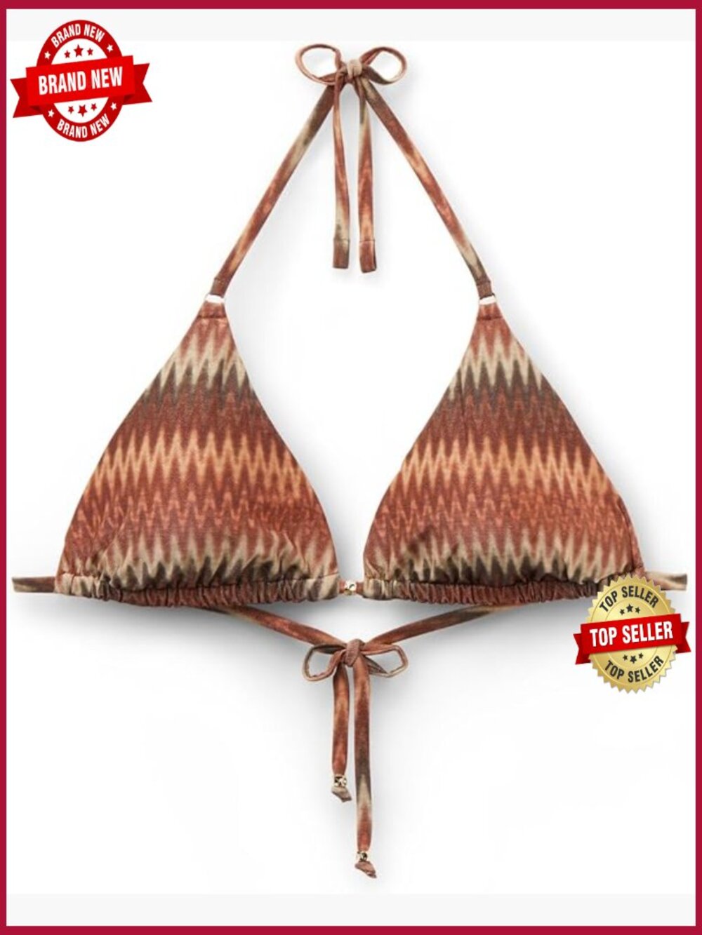 Women's Chevron Pattern Triangle Swimsuit Top with Removable Padding